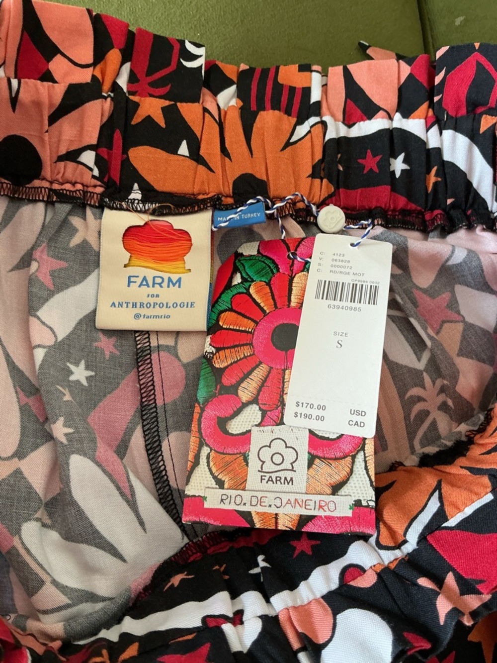 FARM Rio for Anthropologie Daisy Wide-Leg Printed Paperbag Waist Pants S - Picture 8 of 8